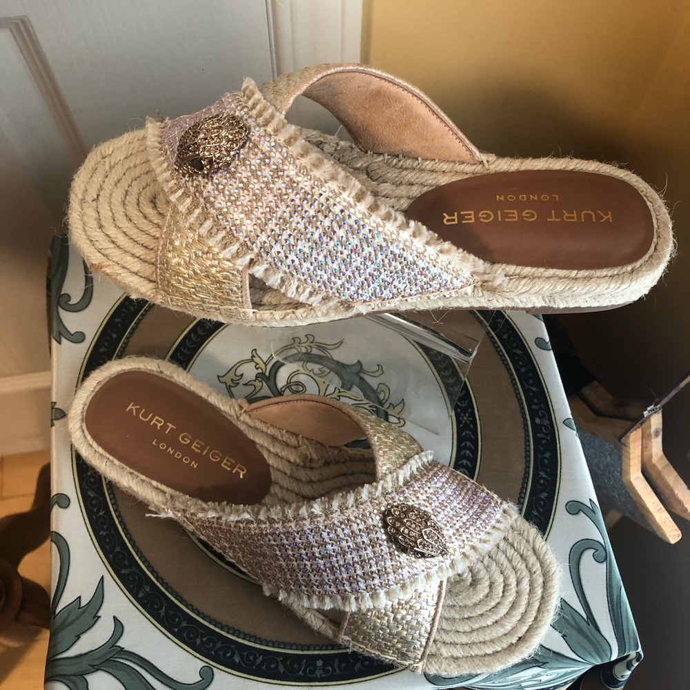 Kurt Geiger Kensington flats raffia/rope woven